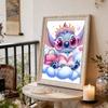 Sweet Cool Pearl-Inlaid Stitch Frameless Art | Cloudy Dreamy Bg, Handmade 2D Pearl Craft, Shows Pink Outfit, Ideal for Y2K, Girly, Creamy Home Decor