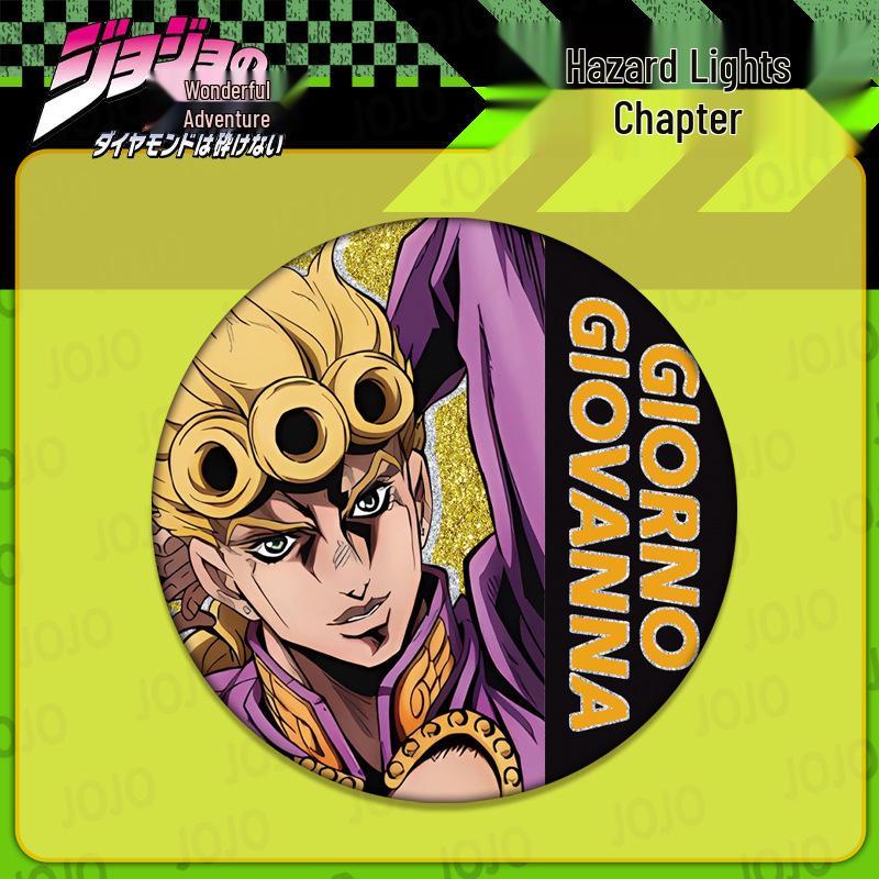JOJO's Bizarre Adventure Double Flash Badge: HD Print, 75mm/58mm Diameter, Anime Button Pin