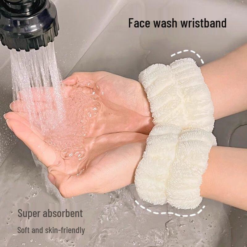 Moisture-Proof Facial Care Set: Bow Headband, Waterproof Wristbands, Hair Tie.