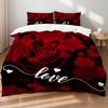 3pcs Valentine'S Day Romantic Rose Love Letter Pattern Duvets Cover Set,valentines Day Heart Shape, Marble Pattern Funy Decor