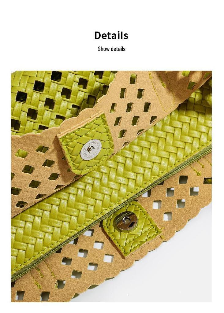 Bolsa de Picnic de Tejido de Lujo: Elegante Bolso de Hombro Hueco para Madre e Hijo