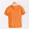Men's Summer Solid Color Short Sleeved V-neck T-shirt Youth Casual Thin Pullover Top
