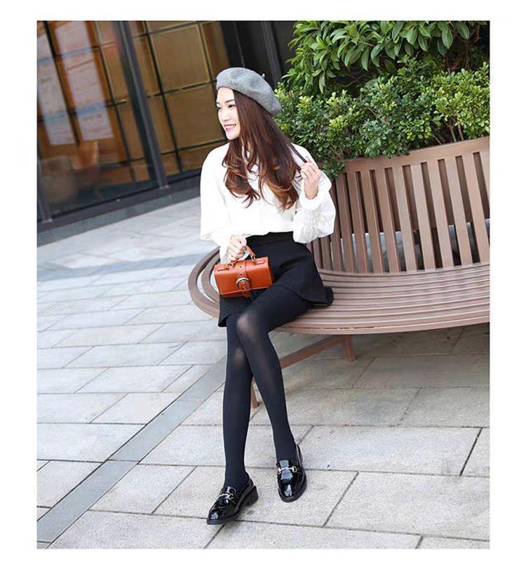 Dámské černé mokasíny z pravé kůže s fleecovou podšívkou - Podzimní/Zimní nazouvací obuv, Boty typu Bean v britském stylu pro profesionální práci