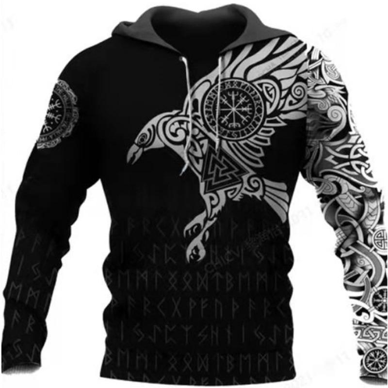 2026 New Hoodie 3d Viking Harajuku Print Pullover Men's Hooded Sweatshirt Oversized Vintage Male Clothing Fall Long Sleeve