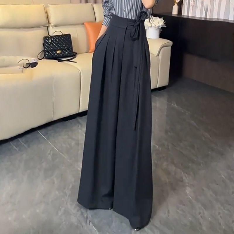 Damen High Waist Wide Leg Hose Mit Bindegürtel Für Lässige Bürokleidung