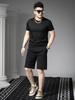 Ozhouzhan Summer Men's Casual Set 2025 New Solid Short sleeve T-shirt Five Points Shorts Men's Clothing Two-piece Set