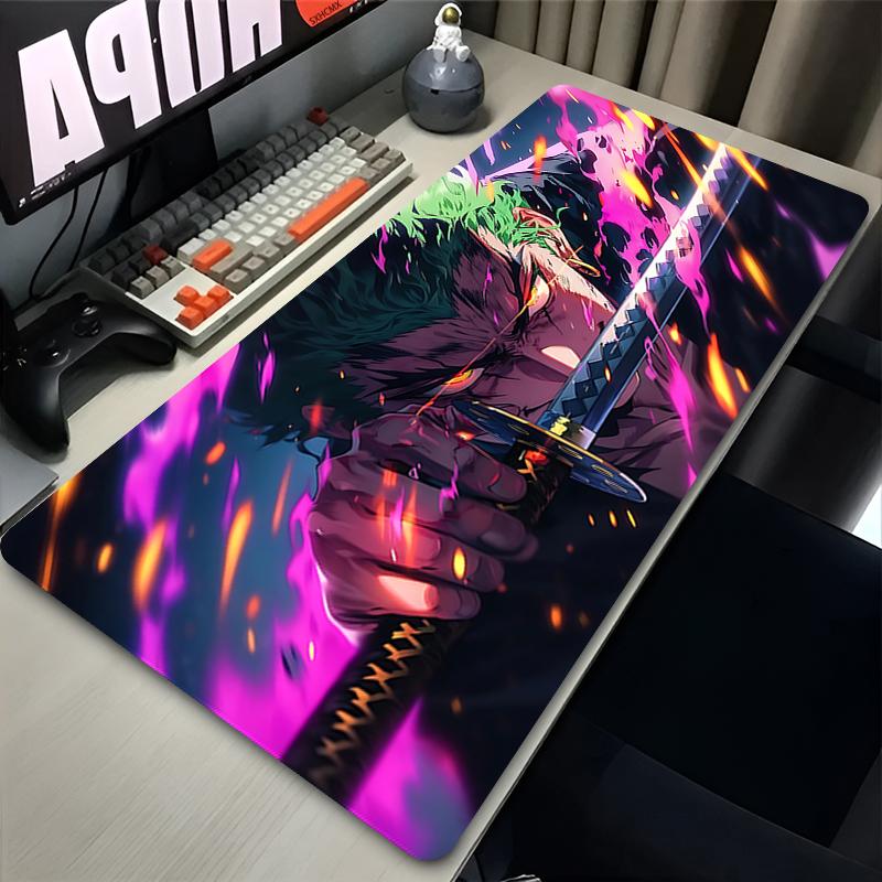 Gaming Mouse Pad Gamer Home Computer Accessories Cool One Piece Roronoa Zoro Mousepad XXL Keyboard Pad NonSlip Office Mouse Mat