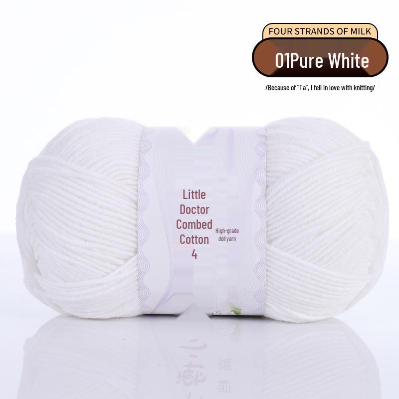 40g 4-Ply Combed Milk Cotton Yarn - Little Doctor, Medium-Thick for DIY Knitting Projects: Dolls, Cushions, Blankets