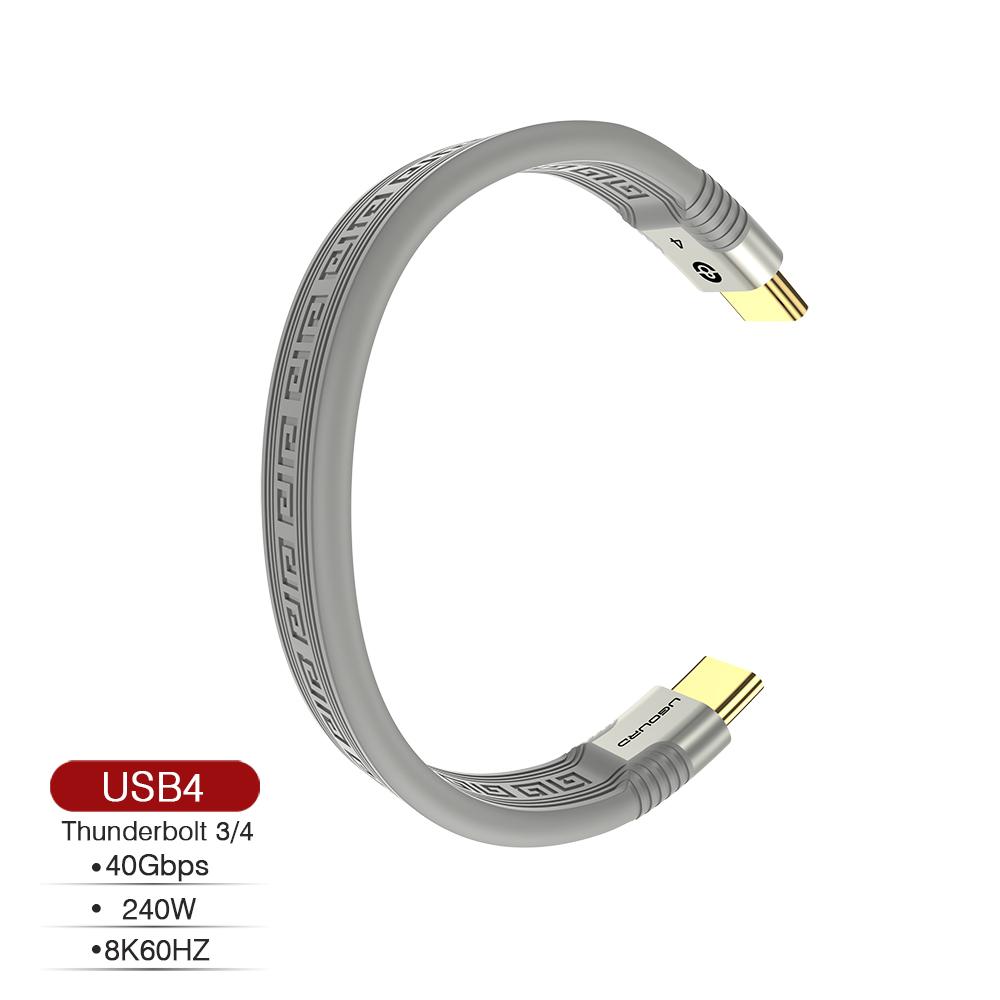 

UGOURD короткий USB4 дата-кабель USB C Thunderbolt 4 кабель 40 Гбит/с Type C to C PD 240 Вт шнур для быстрой зарядки 8K для жесткого диска eGPU внешний аккумулятор 0.14m