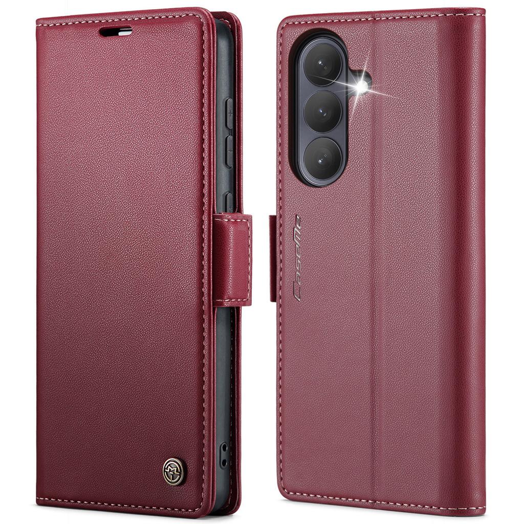 For Samsung Galaxy A57 5G Case CASEME 023 Series RFID Blocking Wallet Stand Glossy Litchi Texture Leather Phone Cover