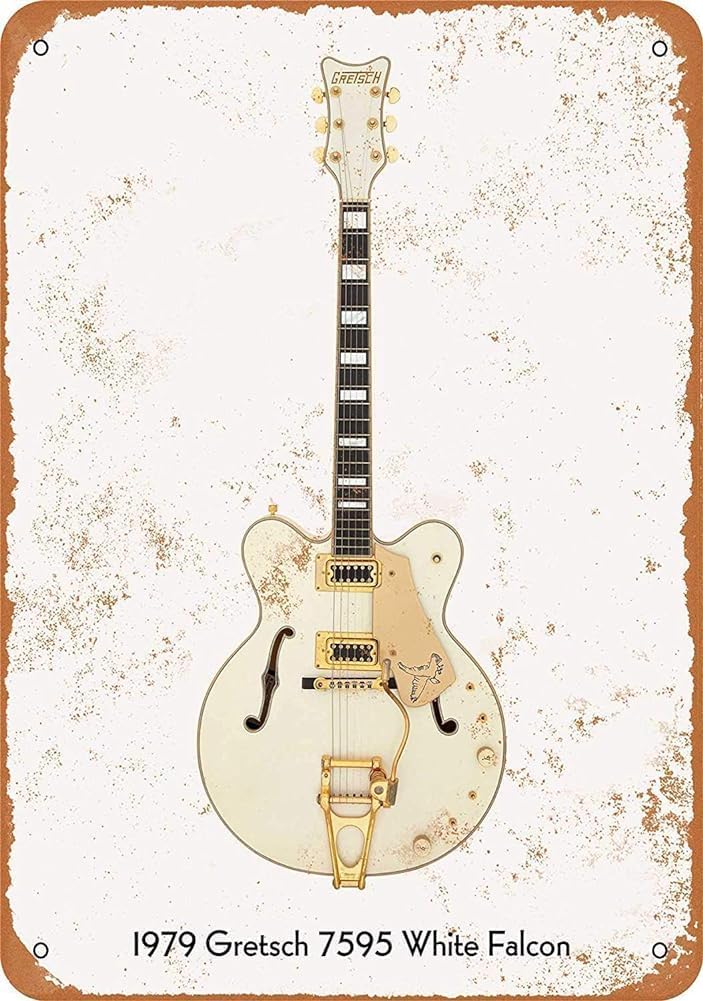Gretsch White Falcon Tin Sign Vintage Wall Postert Birthday Metal Tin Sign TinSignEUa 20x30cm(7.8x11.8inch)