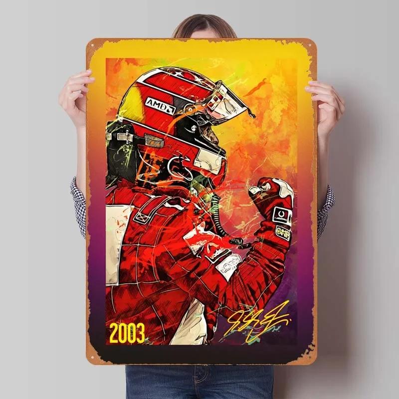 Michael Schumacher Metalowy Znak Plakaty Wyścigowe Dekoracja Dekoracja Ścienna Dekoracja Pokoju Dziennego Mężczyzna Vintage Elementy Dekoracyjne do Domu Mural Artystyczny