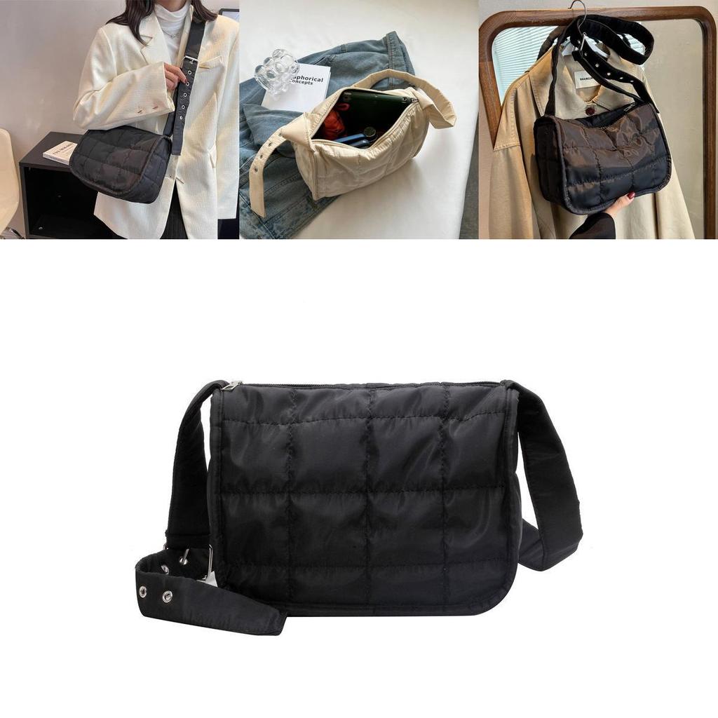 Stylish Women's Wide Strap Casual Shoulder Crossbody Canvas Bag For 2024 In Cream Black Orange And Green