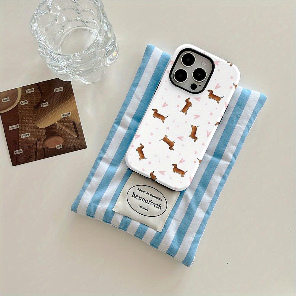 Cute Dachshund 2-in-1 phone case suitable for iPhone 17 16 15 14 13 12 11 Pro/Max/Plus anti drop and shockproof back cover