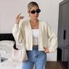 Cardigan de Malha Bordado Cor Sólida Minimalista TikTok Europa Outono/Inverno 2026
