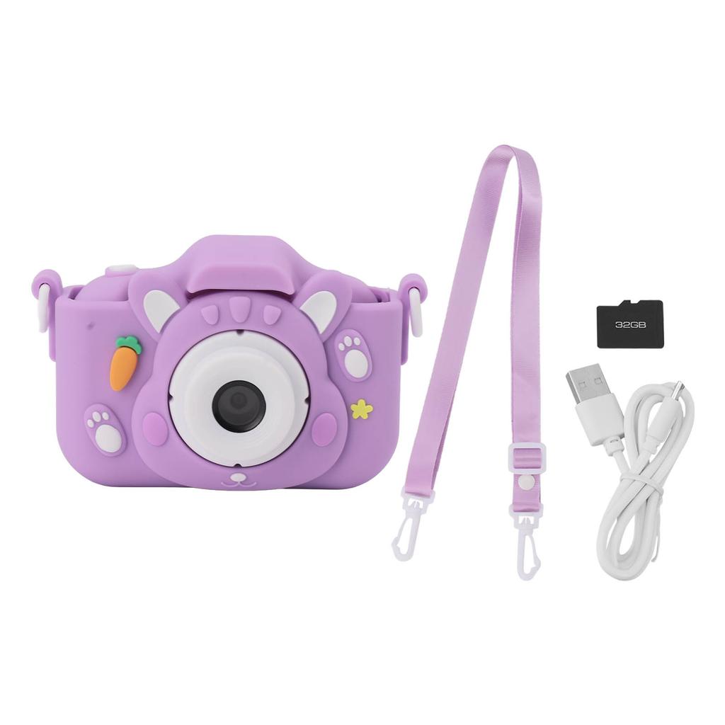 Kids Digital Camera with 32G Card Front Rear Lens 1080P High Definition 8X Zoom USB Rechargeable