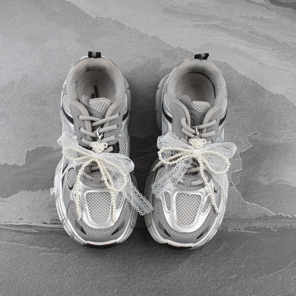 Heart Pendant Bow Keychain Lace Shoe Flower Accessories New Key Holder  Key Ring