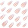 Almond-Shaped Gradient Pink & White Wearable False Nails - Xiaohongshu Style Nail Art