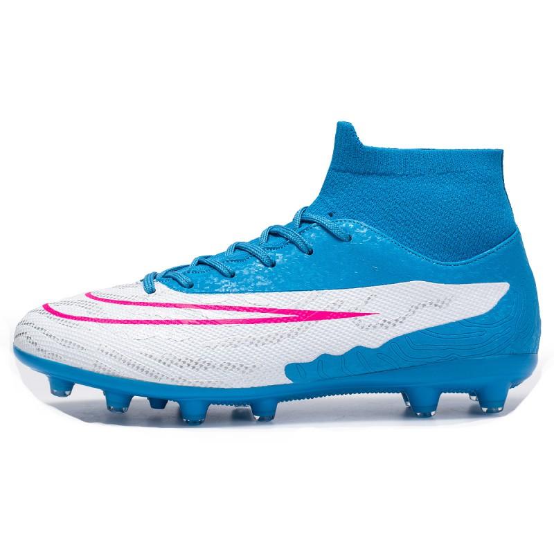 Mens Womens High-Top Football Cleats Turf Grass Fields Anti-Slip Rubber Sole Breathable Mesh Lining Synthetic Upper