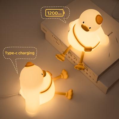 Luz de Noche de Pato de Silicona Suave 3 Niveles Regulable Lámpara de Sueño Con Sensor Táctil Lámpara de Mesita Para Decoración de Dormitorio