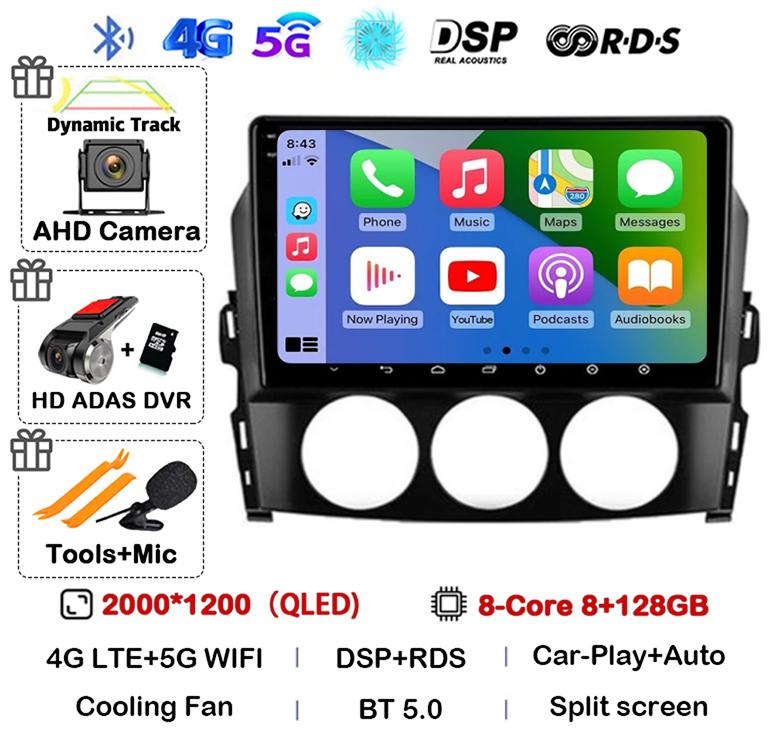 Android 14 Carplay For Mazda MX-5 MX5 III 3 NC Miata 2005-2015 Car Radio Multimedia Stereo Navigation GPS Head Unit Autoradio BT