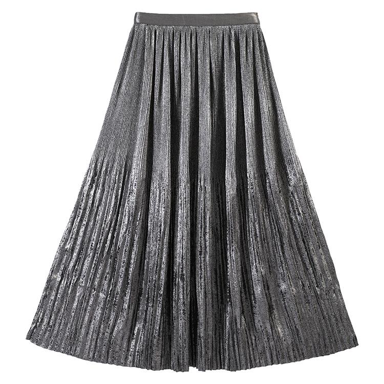 Feiyuan Sparkly Starry Sky Midi Skirt - Women s Versatile Spring Fashion M серебряный
