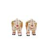 Decorative Elephants Pair Marble Statue Designer Showpiece with Golden Meenakari Work for Decoration and Pooja for Home Dcor & Office  2x2.5 Inch,