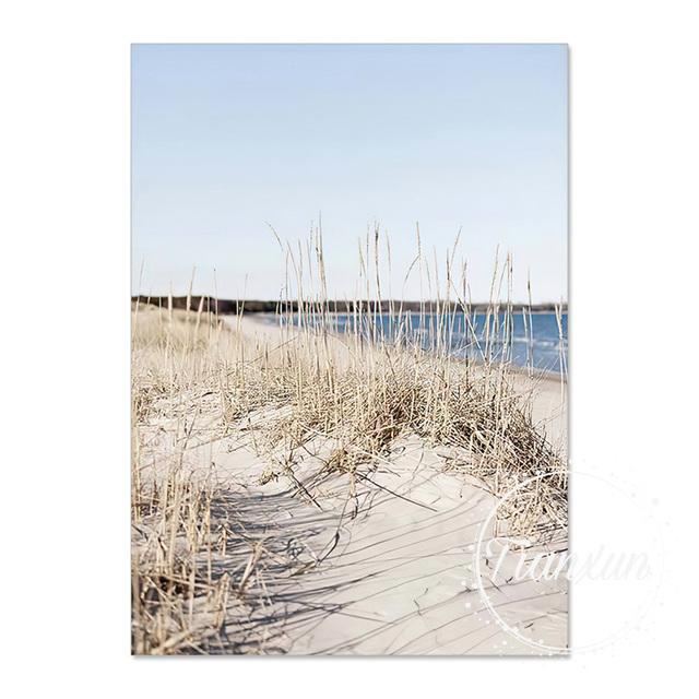 Scandinavian Nature Landscape Canvas Painting Grass Beach Sunset Wall Art Poster Nordic Printing Modern Picture Home Decoration No Frame
