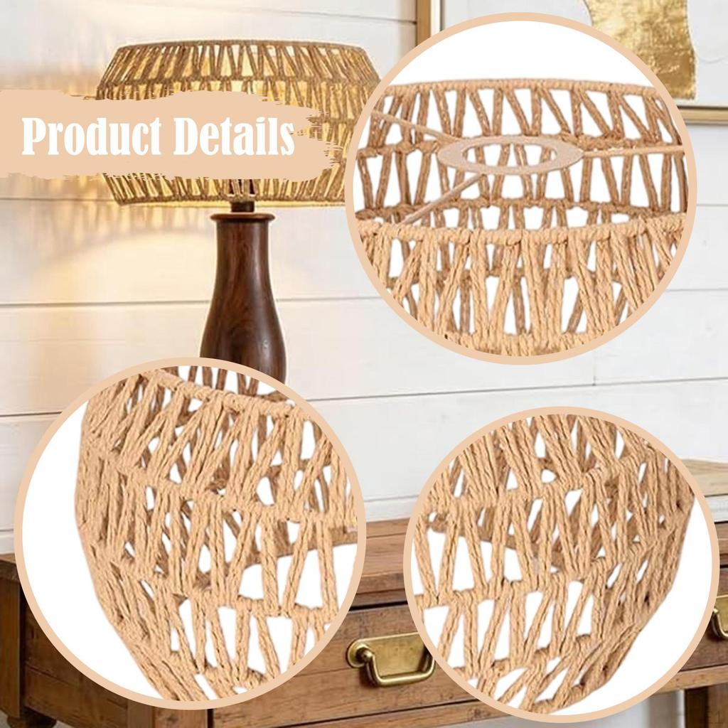 Woven Lamp Shade Hanging Light Fixtures Handcraft Rustic Reading Cover for Dining Table