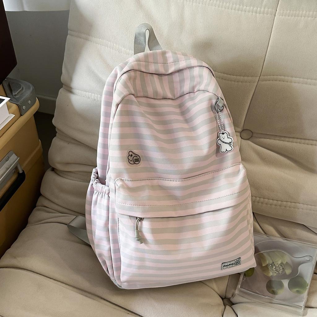 Schoolbag Korean backpack striped high-value student schoolbag versatile and lightweight student schoolbag large capacity simple backpack