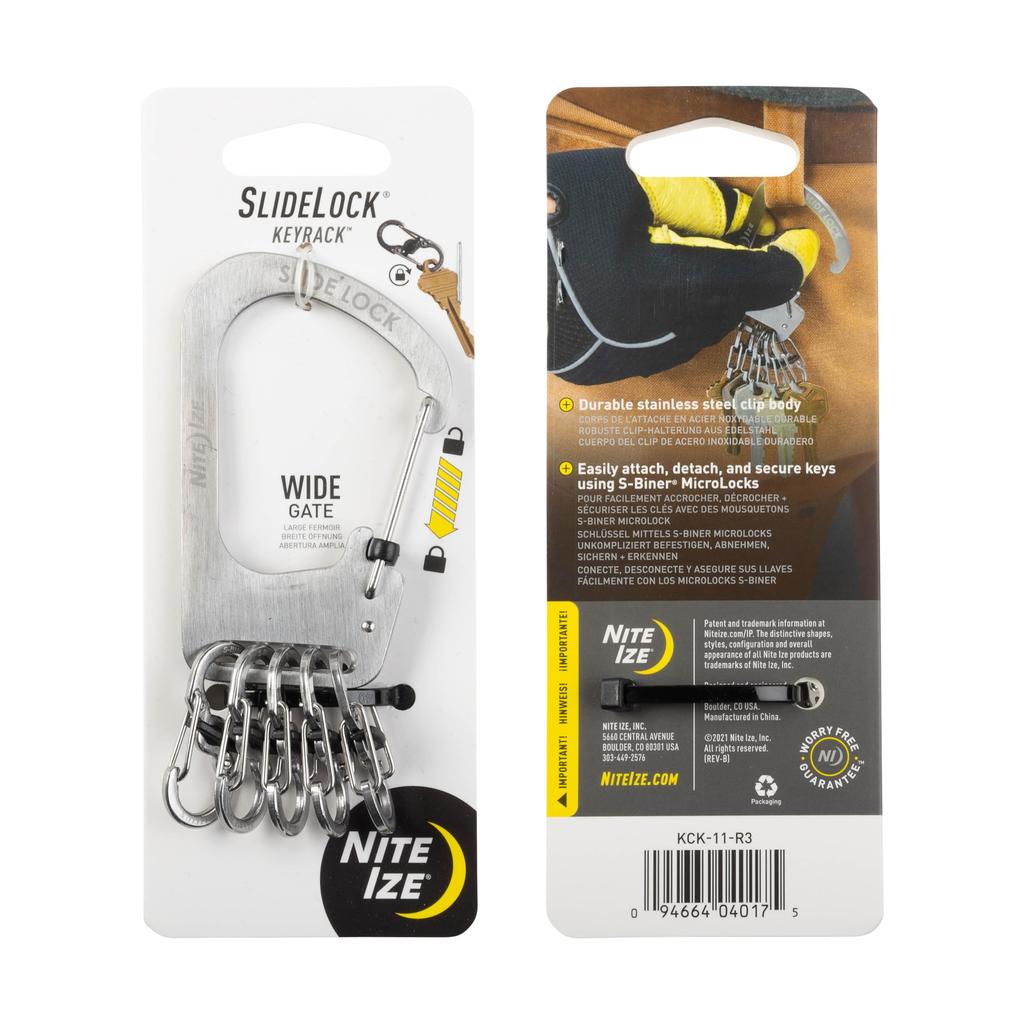 NITEIZE Slide Lock Key Locker with Lightweight Japanese Lock, Carabiner, Keychain, KCK-11-R3 (Official Product)