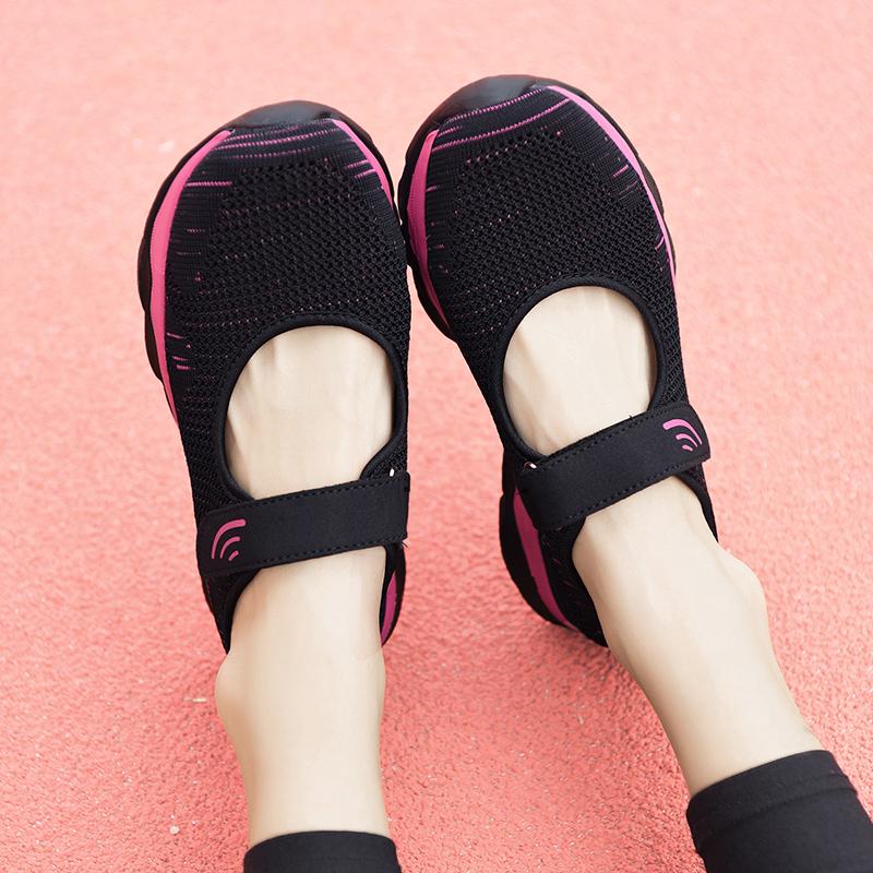 Large Size Summer Web Red Shoes Old Beijing Cloth Shoes Women's Mom Middle-Aged Elderly People Walking Soft Bott Mesh Casual Boa