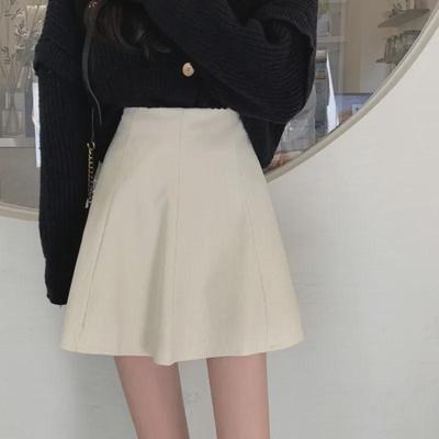 Corduroy Milk Coffee High Waist A-Line Skirt for Women - Autumn/Winter 2023