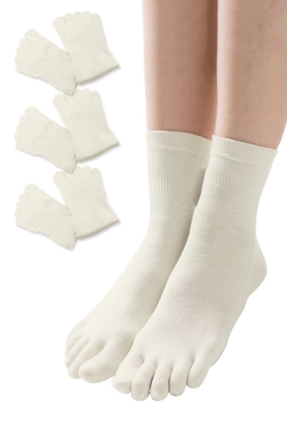 

COCOSILK Silk Socks Layered Socks with Inner Socks Short Women s Five-Toe (3-Pair Set) - (White, (70% Silk)) белый