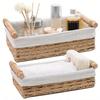 Set Of 2 Storage Basket Wicker Baskets For Organizing With Handle Decorative Storage Bins For Countertop Toilet Paper Storage