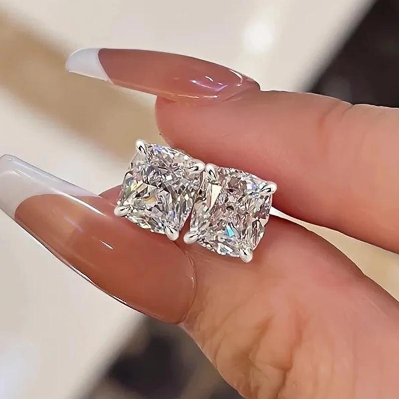 

CAOSHI Simple Stylish Women s Stud Earrings Silver Color Sparkling Cubic Zirconia Daily Wear Female Accessories Elegant Jewelry