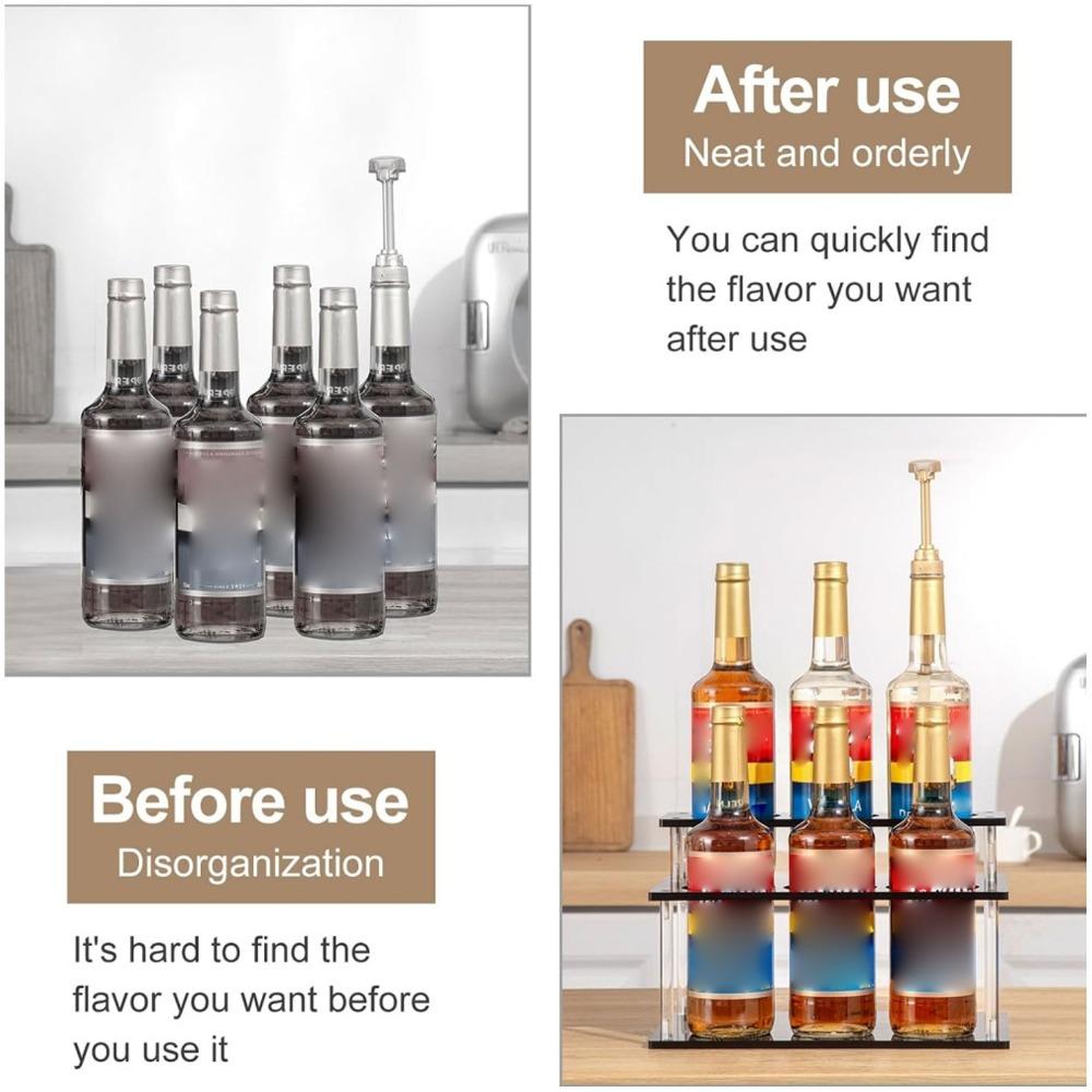 Acrylic Syrup Organizer Rack Holds 6 Bottles Bottle Storage Holder Condiment Organizer Kitchen