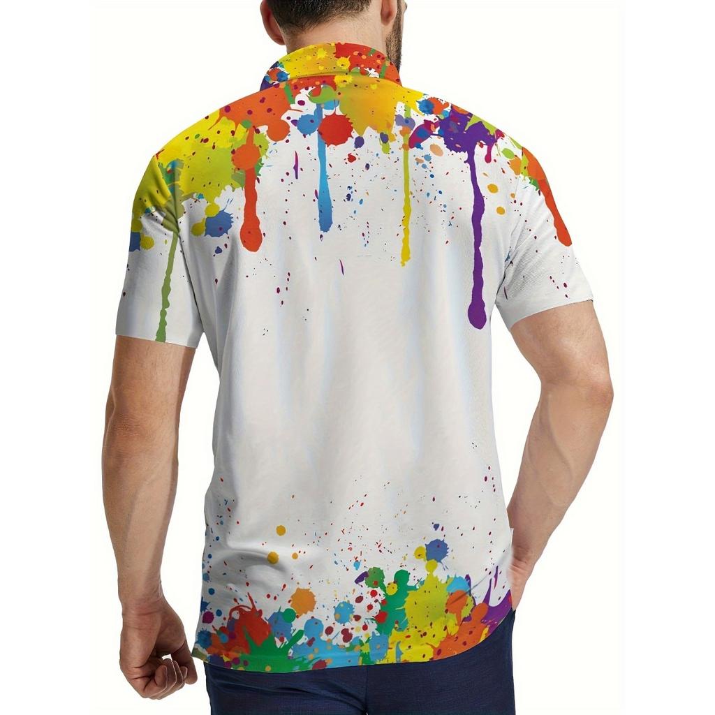 Summer New Men's POLO Shirt Features a Casual Fashionable Comfortable Soft and Breathable 3D Letter Pattern Print