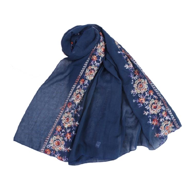 Embroidery Flower Pashmina Lady Thin Scarf Soft Shawls Lady Wraps Blanket Scarf