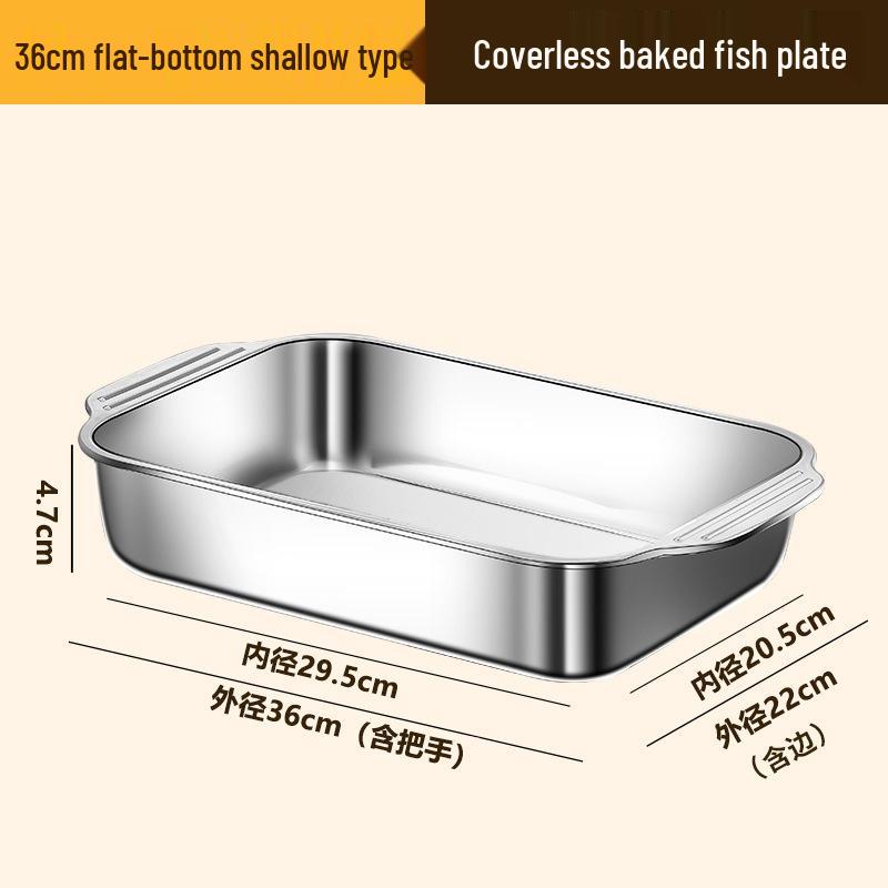 Rectangular Stainless Steel Deep Dish Grilled Fish Pan with Lid for Induction Cooktops - Ideal for Crayfish and Barbecue.