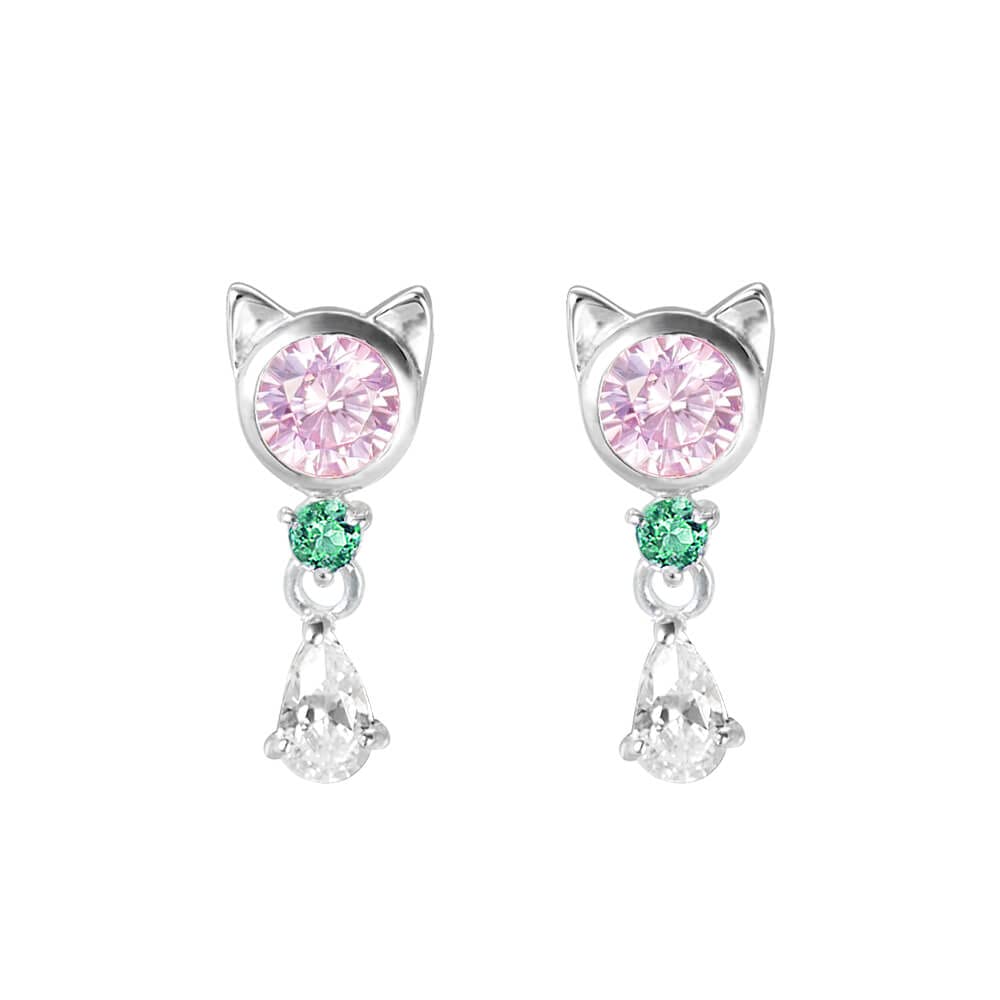 

Birthstone Earrings for Women Popular Cat Face Jewel Silver [MIE3130PCZ] (May Emerald)