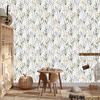 White Leaves with Flowers Wallpaper for Living Room and Bedroom 50x1000