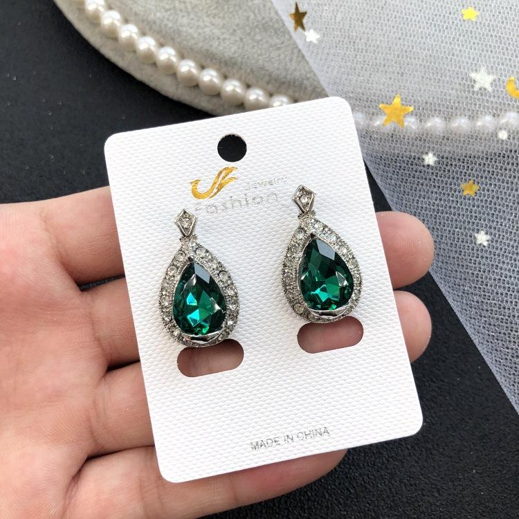 Retro temperament celebrytki kryształowe kolczyki sztyfty z diamentami, damskie luksusowe super błyszczące kolczyki z frędzlami na przyjęcie, proste kolczyki z kamieniami szlachetnymi