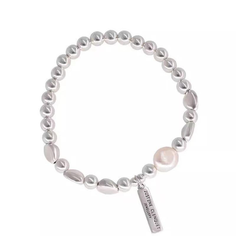 Brățară cu perle Meier - brățară de lux pentru femei, minimalistă și elegantă, în stilul „argint spart”