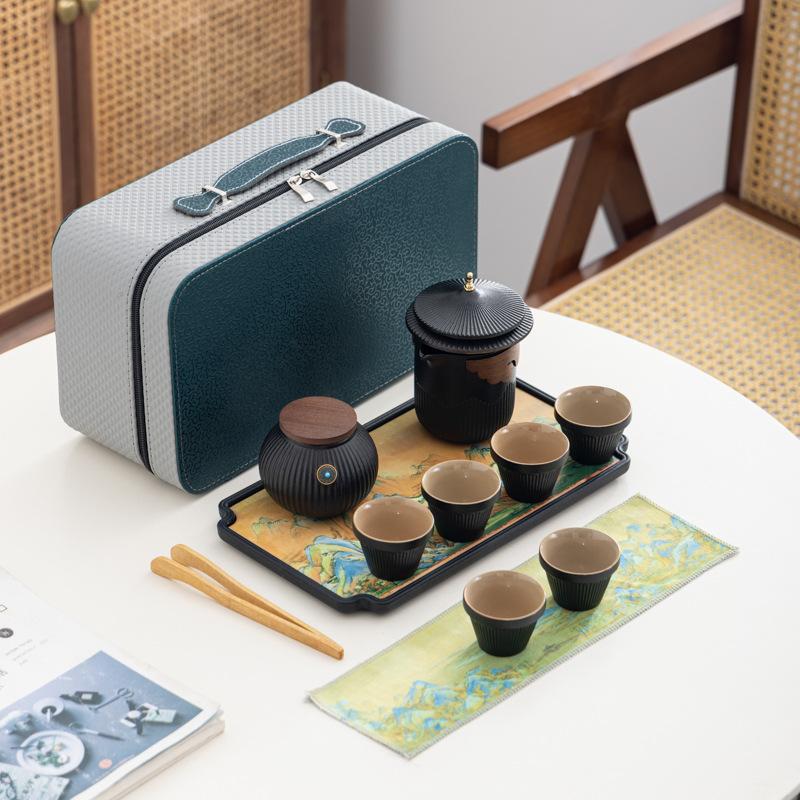 Merchandise Palace Style Forbidden City Ceramic Portable Travel Tea Set Dry Tea Tray Business Mid-Autumn Festival Gifts
