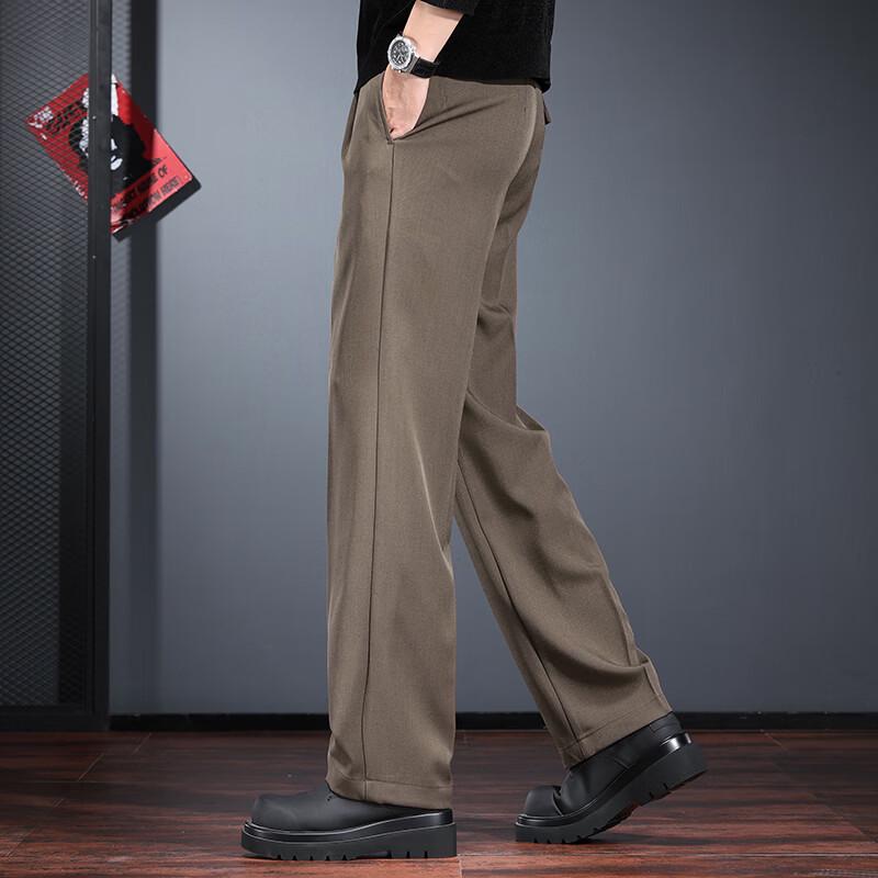 Jie Leinuo Men's Casual Straight-Leg Suit Pants