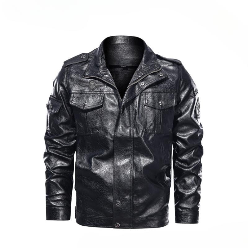 Men's Autumn and Winter Leather Jacket Large Size PU Baseball Jacket Motorcycle Jacket Men's Clothing