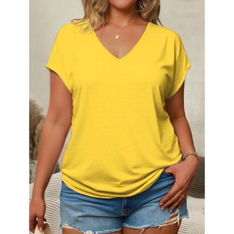 Women Short Sleeve Top Summer Basic Shirt V Neck Gradient Tie Dye Tee Tunic Tops