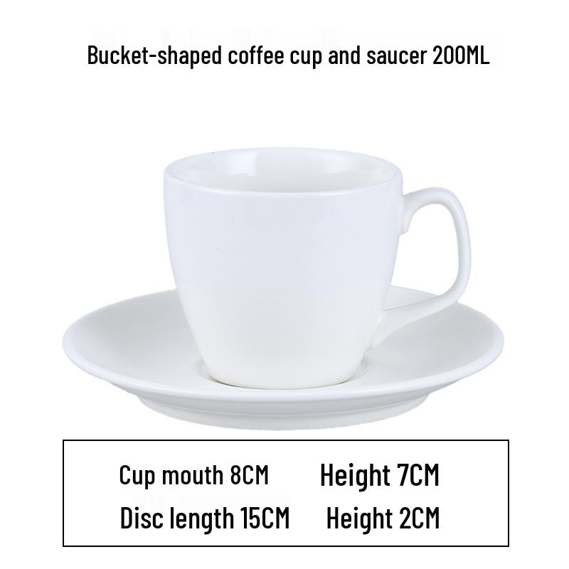 European Latte Art Cappuccino Cup & Saucer Set - White Ceramic Tea/Coffee Cup for Hotel Guest Room