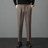 Light luxury winter woolen trousers men's casual pants men's slim straight trousers British elastic casual trousers nine points